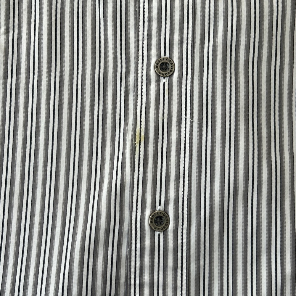 Harley Davidson Men's Black White Striped Button-Down Shirt Embroidered XL - Picture 9 of 11